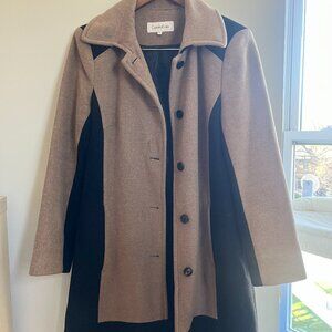 Calvin Klein Wool-Blend Colorblock Coat – Size 10